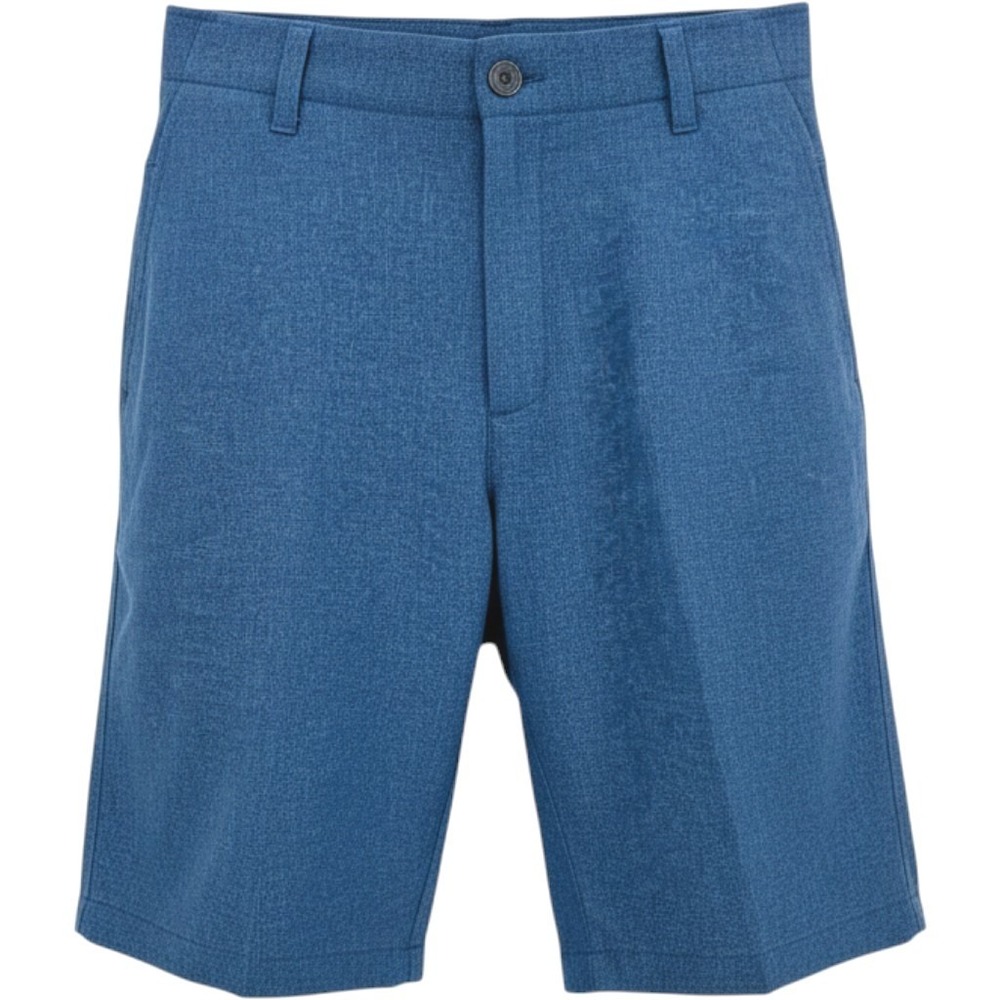 Under Armour Mens Blue Golf Shorts Front Back Pockets Logo Heathered Blue